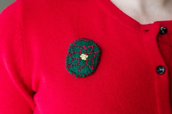 Image for event: Online Class: Let's Embroider Poinsettia Patches